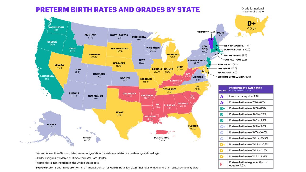 2022 march of dimes report card map